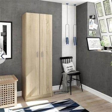 Multi-Purpose Oak Effect Wide Storage Cupboard with Adjustable Shelves - UK Luxury Furniture